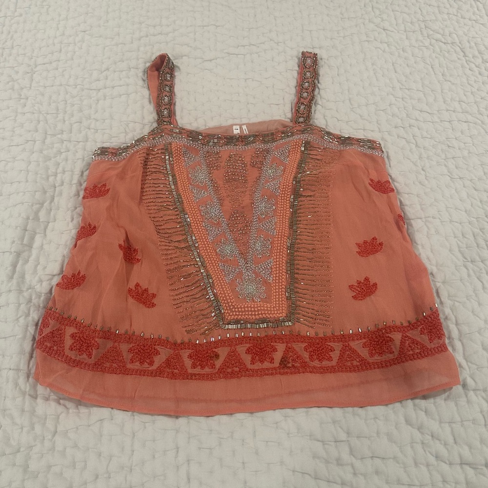 Anthropologie beaded cropped tank 0P